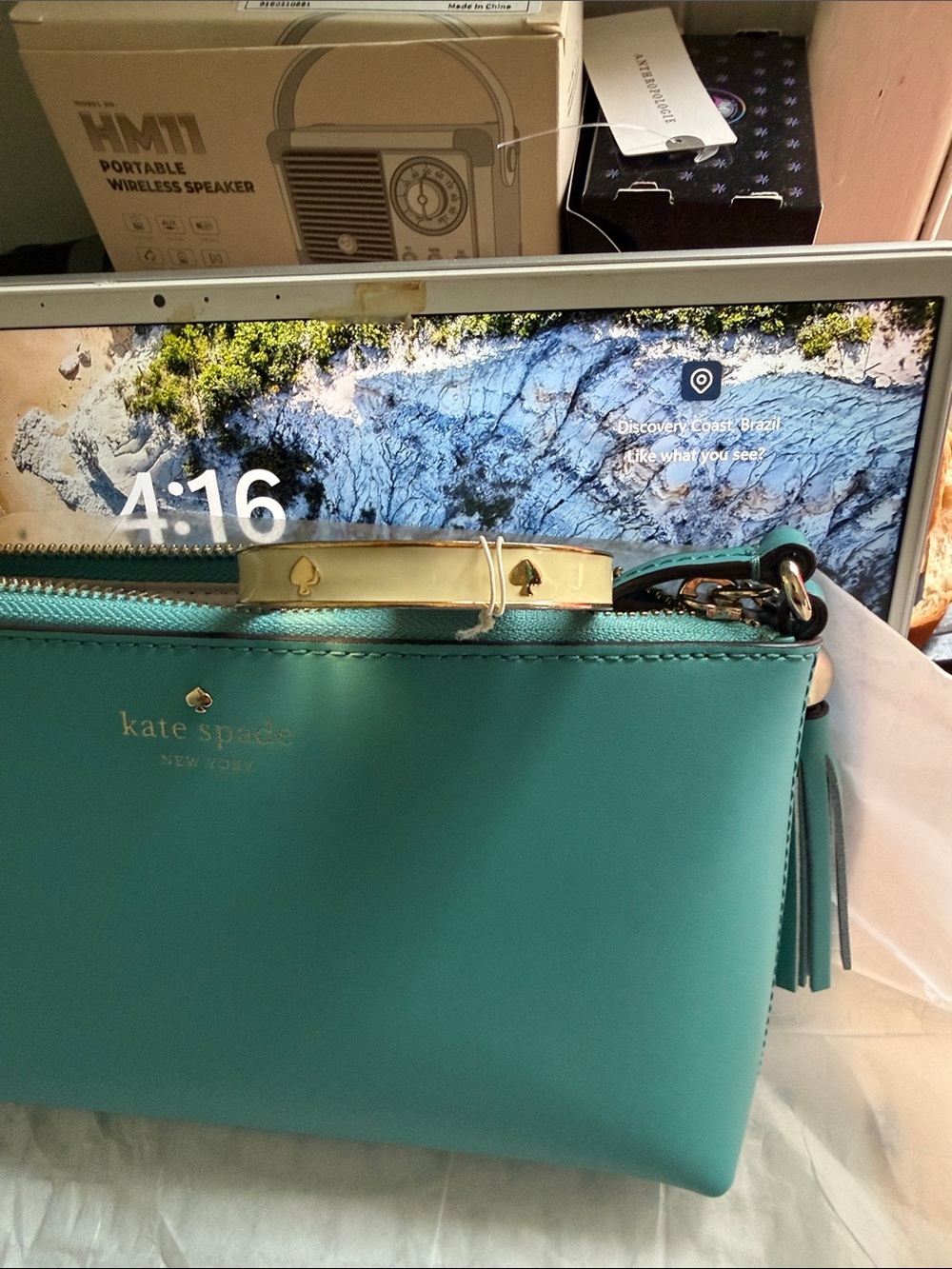 πππkate spade turquoise crossbody with tassel Plus free bracelet Kate spade β οΈ - Picture 11 of 15